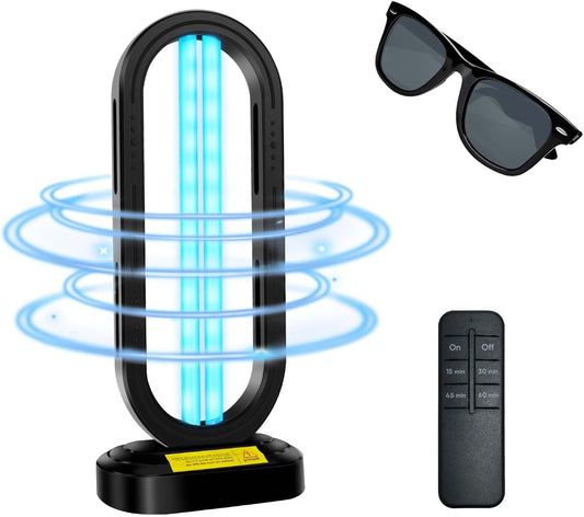UV Light Sanitizer,4-Speed Timing and Remote Control UVC Home Disinfection Device,Portable Ultraviolet Light Sanitizer for Bed Bugs and Dust Mites,UV Lamp for Whole Room,Black