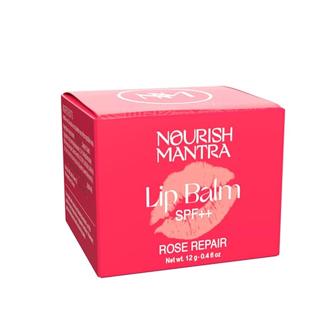Nourish Mantra Rose Repair Lip Balm with SPF | Made with Rose Extracts, Olive oil, Shea Butter, Vitamin E & Avocado Oil | For Dry, Chapped and Dark Lips | Best for Both Women and Men | 12g