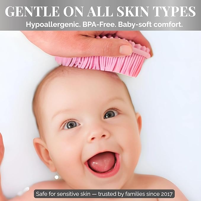 Avilana Silicone Body Scrubber – Gentle Shower Brush & Loofah Alternative- Food Grade & Lab Tested – Fast-Drying, Hygienic, BPA-Free Silicone Body Gentle Exfoliator (Blue, Exfoliate)