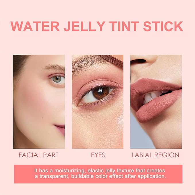Milk Cooling Water Jelly Tint Blush Stick Face Makeup, Sheer Lip & Cheek Stain, Buildable Watercolor Finish,Vegan, Cruelty Free - 0.18 fl oz (POPPY PINK)