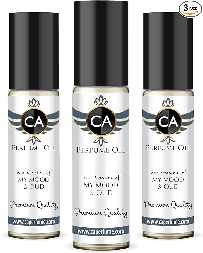CA Perfume Impression of My Mood & Oud For Women & Men Fragrance Body Oil Roll-On 0.3 Fl Oz-X3