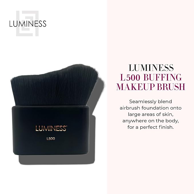 LUMINESS Professional-Grade L500 Buffing Makeup Brush - Angled Make Up Air Brush for Airbrush Spray Foundation - Face Brush for Seamless Buffing & Blending Application, Natural-Looking Finish