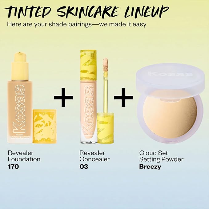 Kosas Revealer Skin-Improving Foundation with SPF 25 Protection -Hydrate, Brighten, Soothe, Plump, Protect Skin - Smoothing Texture, Natural Finish and Clean Formula - Light+ Neutral Warm 170