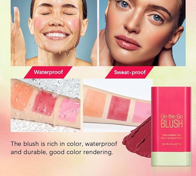 Blush Rare Beauty Liquid Blush Cream Blush Stick For Cheeks Natural Blendable Powder Blusher Stick On The Go Blush Brushes For Makeup Cheeks,Natural Waterproof, Long Lasting (red)