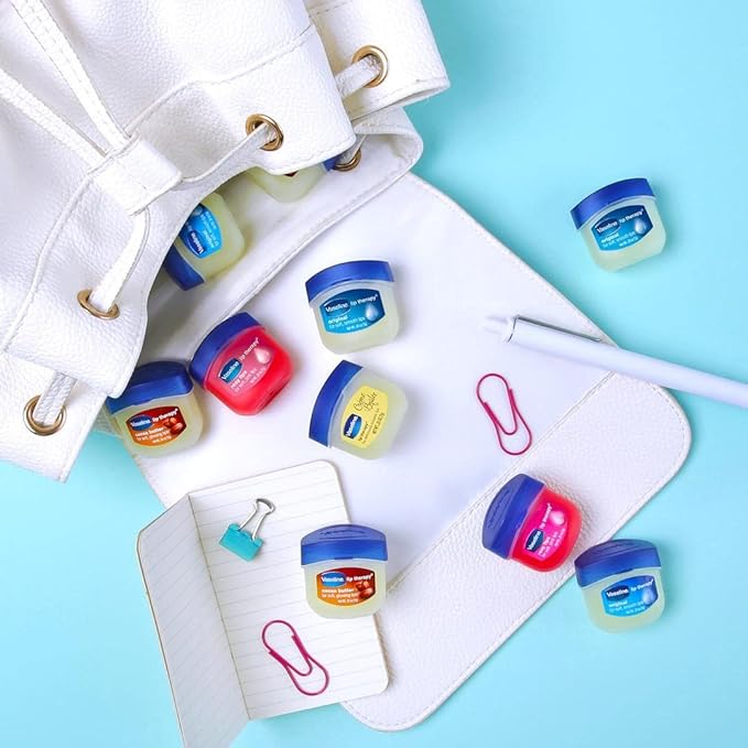 Vaseline Lip Therapy Creme Brulee Mini, White Petrolatum, Advanced Moisturizer, Relieves Dull and Dry Skin, Mini Vaseline Petroleum Jelly, Soft & Smooth Vaseline Lips (Pack of 6-0.25 Oz Ea)