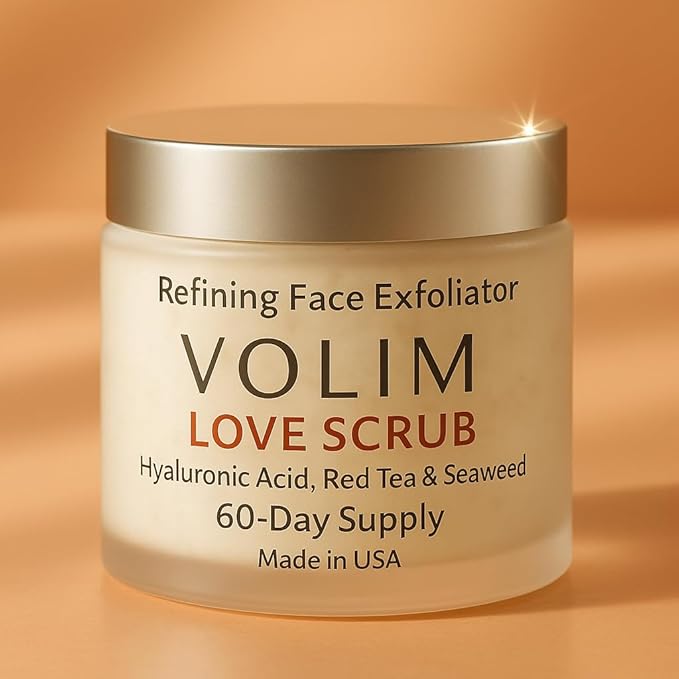 Love Scrub with Hyaluronic Acid Natural Face Exfoliator for Wrinkles, Acne, Fine Lines, Blackheads & Clogged Pores