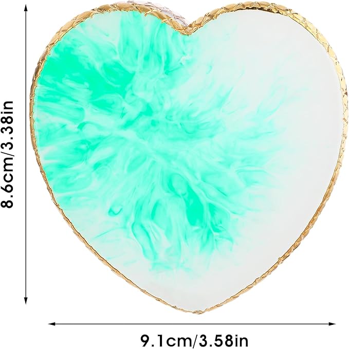 Sibba Resin Nail Art Palette Nail Mixing Palette Polish Color Mixing Plate Golden Edge Nail Holder Display Board Heart Shape Cosmetic Mixing Tools (Green)