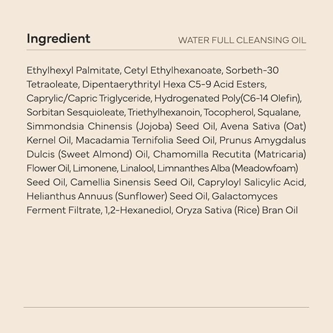 SAM'U Galacto Pore Water Full Cleansing Oil for Face, Korean Facial Cleanser & Makeup Remover with Galactomyces & Rice bran Oil, Non-Comedogenic, All Skin Types, 6.76 fl oz