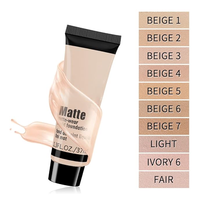1 Pack Liquid Foundation Cream for Face Makeup,Durable Full Coverage Matte Concealer Make Up,Oil Control & Waterproof Base Primer -1 Fl.Oz-BEIGE 4#
