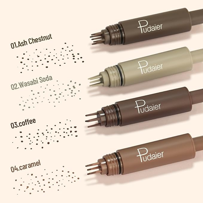 Freckle Stamp,Faux Freckle Stamp,Quick Dry Fake Freckles Pen,Waterproof Long Lasting Natural Vivid Faux Freckles Pen,Get Sun-Kissed Stars Makeup in One Press,5-Dot Design,04.Caramel.