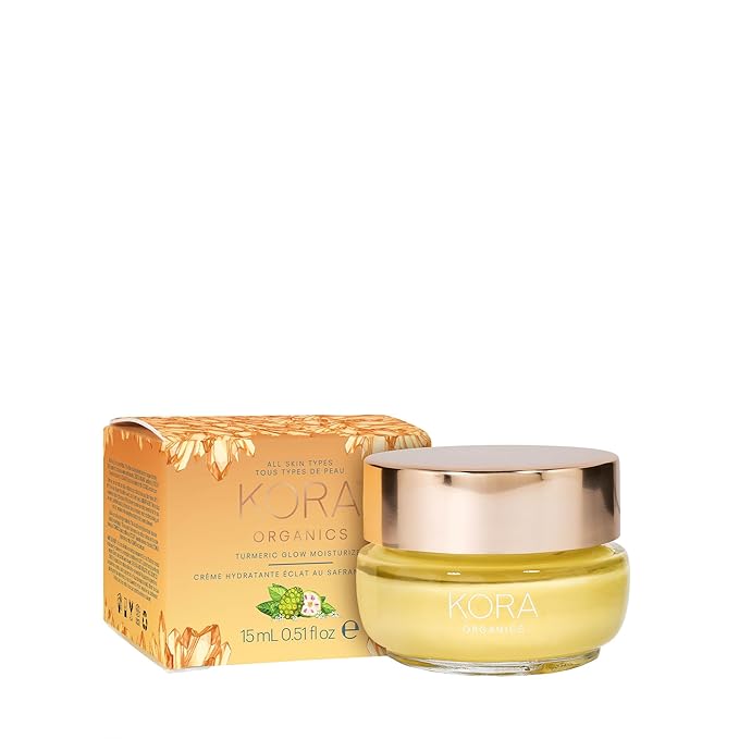 KORA Organics Turmeric Glow Moisturizer, Hydrate, Soften and Plump Skin, Certified Organic, Cruelty Free, Perfect Travel Size, 0.51 fl oz