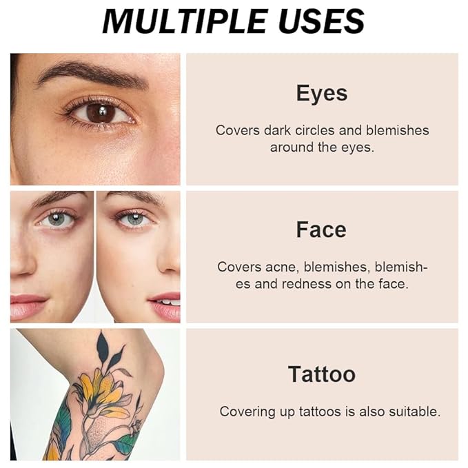 Pot Concealer with Makeup Brush Set,Tattoo Color Correcting Concealer,Full Face Color Correcting Conceal Foundation,Under Eye Concealer Brightener Dark Eye Ring corrector de ojeras (06-TAN)
