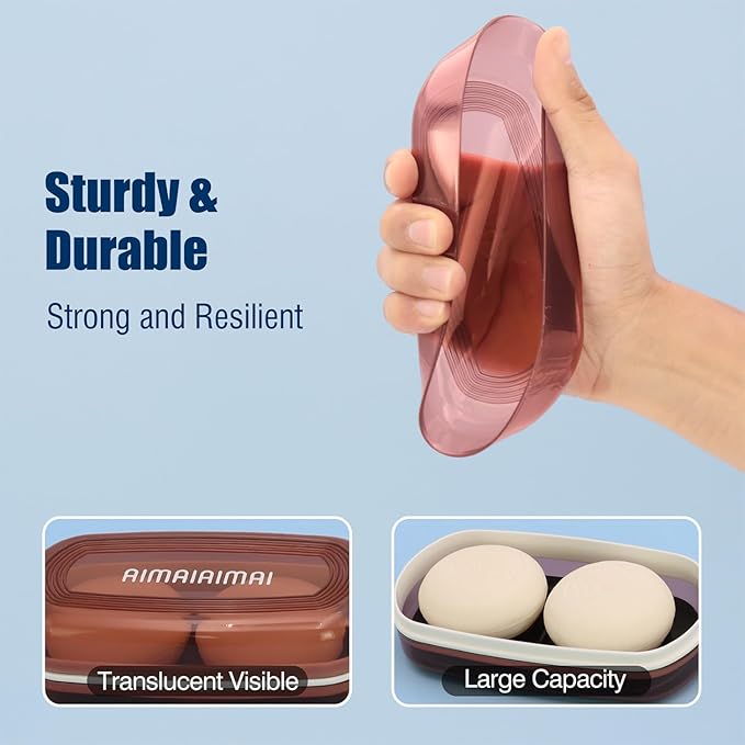 Shampoo Bar Holder, Large Soap Holder for 5 oz/10 oz Oversized Bars, Durable & Versatile Storage Soap Container with Drainage Layer (1 Pack, Red Style A-Large)