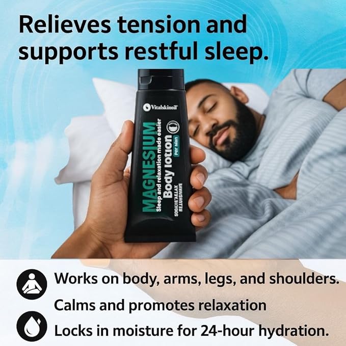 Magnesium Glycinate Body Lotion, Body Butter Cream for Men. Cologne Scented, 5.29 oz, Sleep Easy Formula