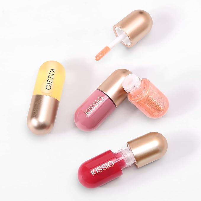 KISSIO Lip Plumper,Color Lip Plumper Gloss,Lip Enhancer,Plant Extracts Plumping Lip Serum,Moisturizing Lip Gloss for Fuller Lips and Hydrated Beauty Lips 5.5ml (03 Lakeside)