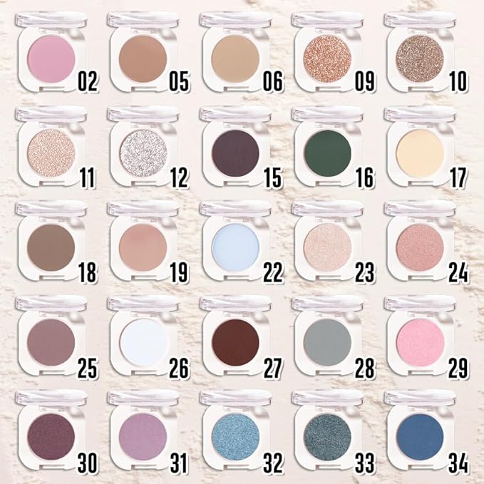 Matte White Single Eyeshadow Makeup, Neutral Cream Powde Eye Shadow for Women, White Matte Singles Eyeshadow Palette Pigmented Waterproof, sombras para ojos, Girls Monochrome Eyeshadows Gift 26