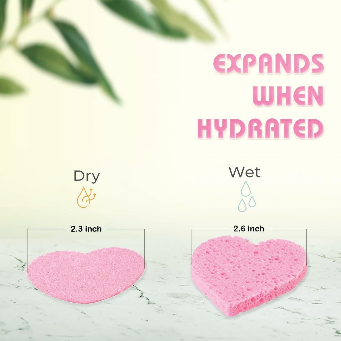 60-Count Compressed Facial Sponges | Makeup Remover Sponge | 100% Natural Cosmetic Spa Sponges for Facial Cleansing | Exfoliating Mask | Face Scrubber (Heart)