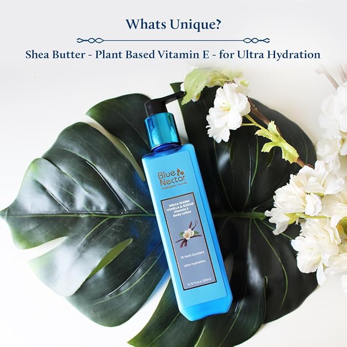Blue Nectar Shea Butter Moisturizing Body Lotion with Vanilla & Vitamin E for Hydration | Body Lotion for Dry Skin | For Women & Men (12 Herbs, 6.76 Fl oz)