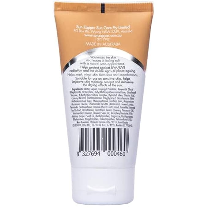 Sun Zapper BB Cream Tinted Moisturiser SPF 50+ Aloe Vera, Kakadu Plum, Jojoba, Vitamin E 50mL 1.69oz (Medium/Dark) Moisturizer Made in Australia