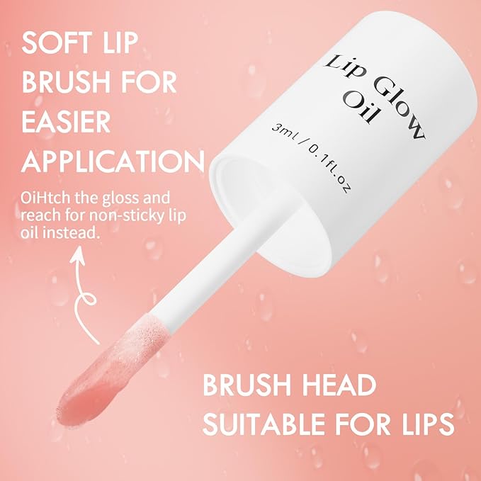 Plumping Lip Oil, Long Lasting Hydrating Lip Stain Lip Balm Revitalizing, Transparent and Tinting Lip Care Oil for Dry Lip (Peony)