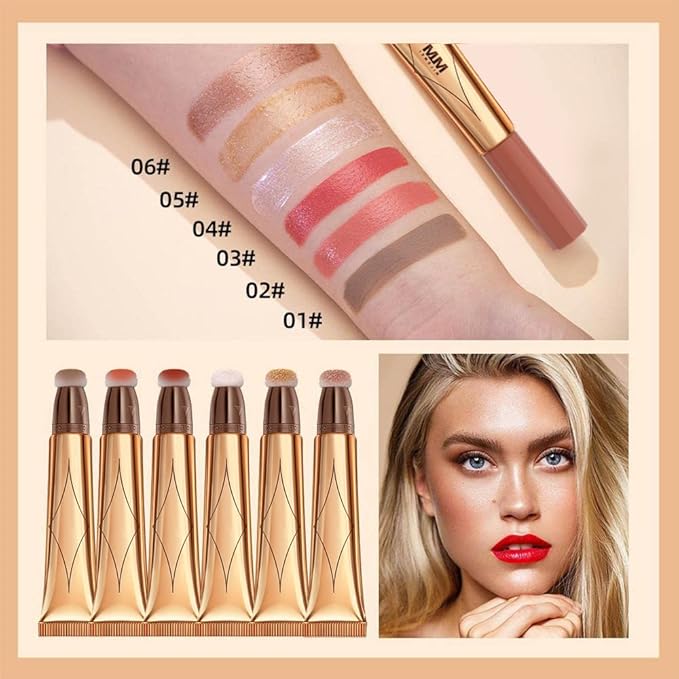 2 Color Contour Beauty Wand, Highlighter ,Face Concealer Contouring with Cushion Applicator Long Lasting & Smooth Matte Finish Liquid Illuminator Makeup Stick (01# Contour&02#Peach Pink)