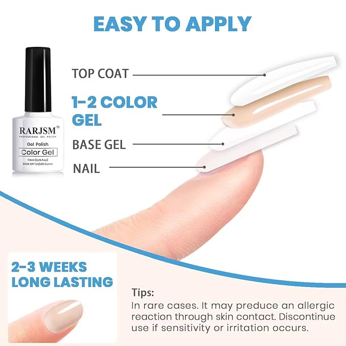 RARJSM Nude Gel Nail Polish Apricot Peach Pink Jelly Gel Polish Set of 6 Transparent Colors 7.5ml Clear Purple Sheer Wine Red Milky Mavue French Manicure LED UV Gel Soak Off Curing Requires Home