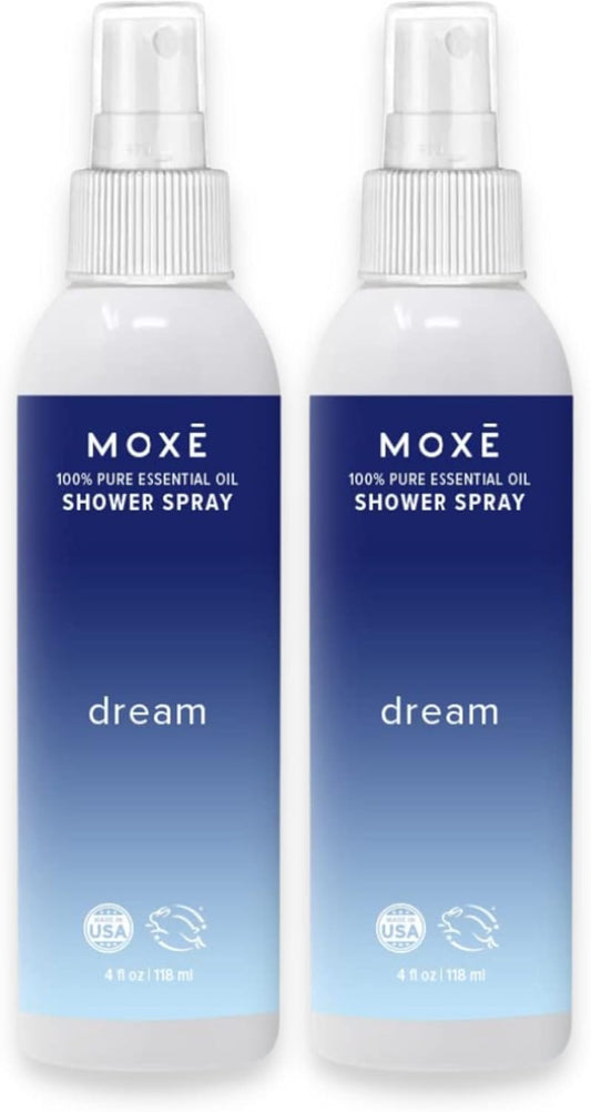 MOXΔ Dream Lavender & Chamomile Shower Steamer Spray, 100% Natural Certified Essential Oils, Bath Relaxation, Made in USA, 4 Ounces (2 Pack)