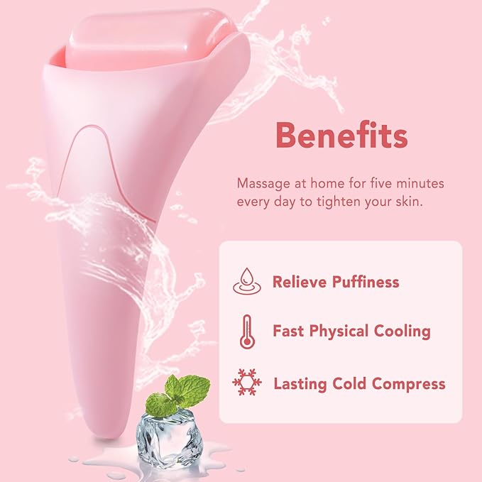huefull Ice Roller for Face Women, Skin Care Set & Ice Face Roller,Self Care Gifts for Women,Reduces Puffiness and Wrinkle, Facial Massager Tool & Spa Pink Gifts