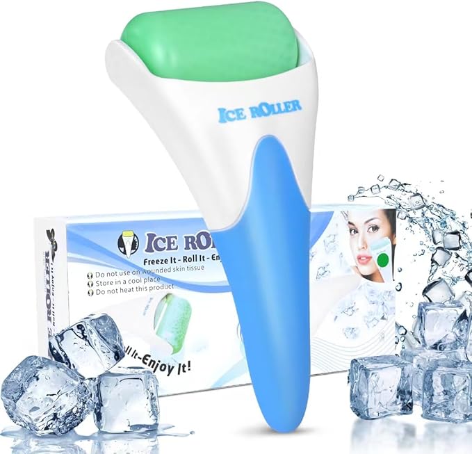 ONLYSKY BEAUTY Ice Roller Face Cooling Cold Roller for Body Eyes Face Skin Care Tools, Roller Cooling Roller for Women & Men(Blue Handle+Green Roller