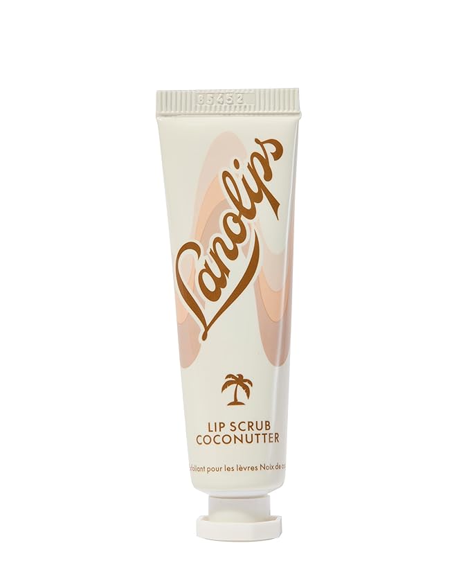 Lanolips Lip Scrub - Natural Lip Exfoliator Made with Lanolin, Vitamin E & Finely Ground Coconut Shells - Gentle Sugar Scrub for Healthy, Soft Lips - Coconutter (.35 oz)