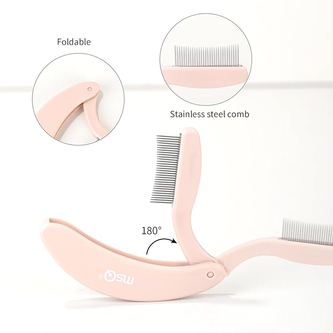 Eyelash Comb MSQ Eyelash Separator Tool Eyelash Comb Separator Folding Eyelash Brush Separator Lash Comb for Eyelash Makeup Brush (khaki)