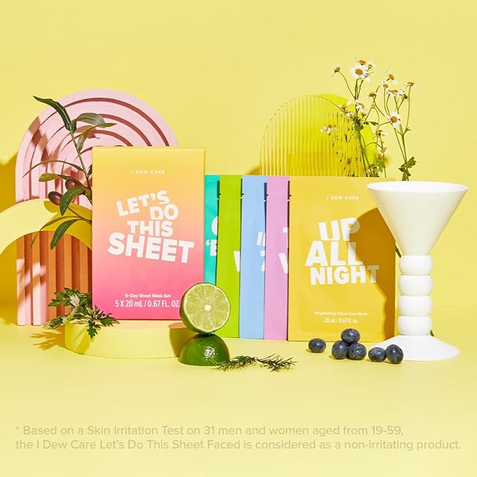 I DEW CARE Collagen Face Mask Variety Pack - 5 Days Facial Masks Skincare Korean | Hydrating Collagen Face Mask, Moisturizing Skin Care, Korean Sheet Masks for Women, Facial Skincare Pack, 5EA