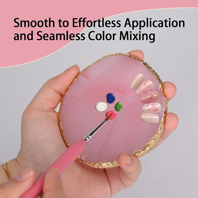 Nail Polish Palette, 2Pcs Resin Nail Art Palette, Nail Painting Mixed Color Palettes, Gold Edge Makeup Mixing Tray, Nail Supplies For Nail Techs, Nail Art Display Board(Orbicular)