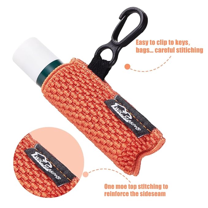 WKieason Lip Balm Holder Sleeve with Keychain Lipstick Sleeve Holder Tight-knit Elastic Holder (Black/blue/beige)