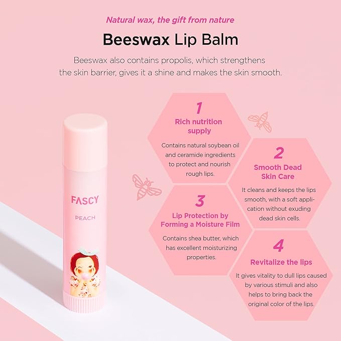 FASCY Lollipop Lip Balm Peach, Lip Balms & Moisturizers, Korean Lip Balm, Korean Lip, Korean Lip Products, Paraben Free, Moisturizing, 0.13 Oz, (Peach)
