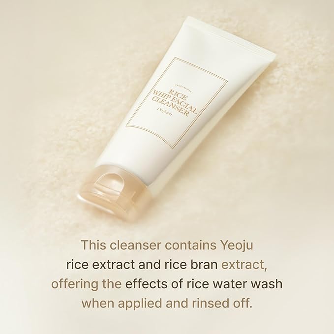 I'm from Rice Whip Facial Cleanser Set, 3 pcs Gift, Travel Kit with Rice Face Wash 5.07 fl oz & 1.01 fl oz & Rice Toner 1.01 fl oz, low-pH Rice Water Face Wash for sensitive, dry skin
