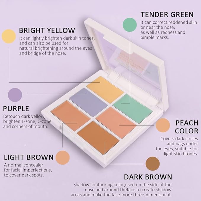 Concealer Cream Makeup Palette Color Corrector,Under Eye Brightener Concealer Dark Circle Concealer Palette,Waterproof Foundation Cream Based Makeup Palette Full Face Contour Kit for Beginners