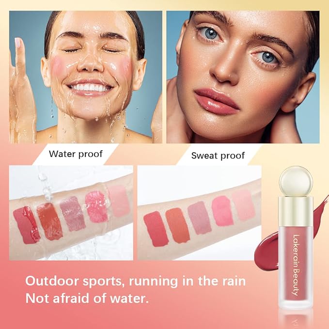 2 Colors Liquid Blush,Soft Cream Face Blush, Dewy Cheek Tint, Long Lasting Natural Matte Finish Looking,Moisturizing Lightweight Blendable Feel (02-HAPPY / 04 - LOVE)