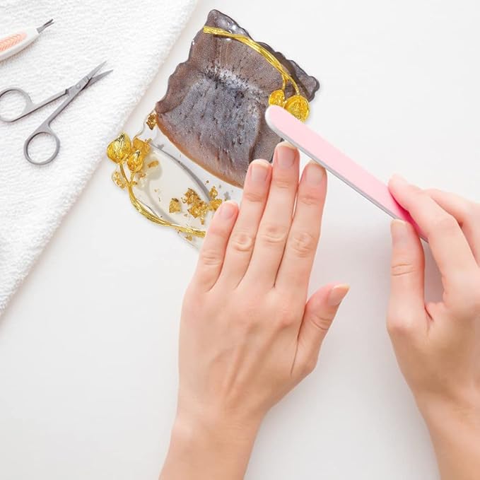 Resin Nail Art Palette, Nail Art Painting Palettes with Nail Palette Stirring Rod Gold Edge Nail Holder Nail Art Display Board Fashion Delicate Nail Tool Accessories, Type 6