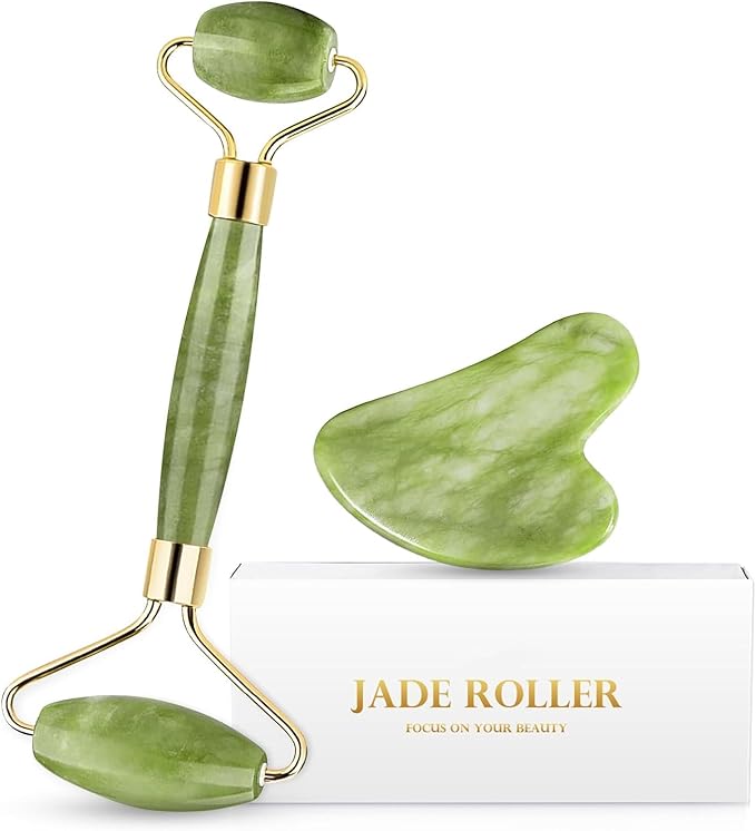 Gua Sha & Jade Roller Facial Tools Face Roller and Gua Sha Set by Easy to Clean could Promote Blood Circulation Reduce Puffiness Suitable for Skin Care Routine Puffiness and Wrinkles