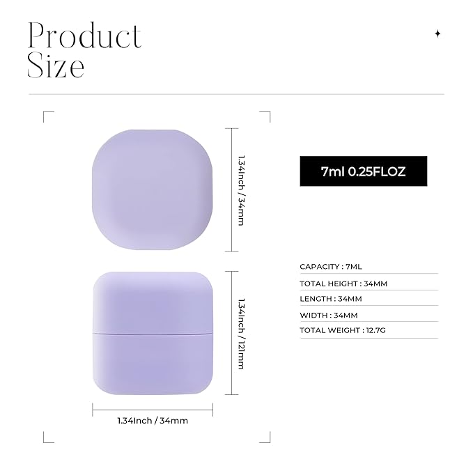 0.25 oz(7g) Empty Lip Balm Square Containers Tubes Lipstick 12 Pieces for Make Natural Lip Balm Lip Care - DIY & BPA FREE (Purple)