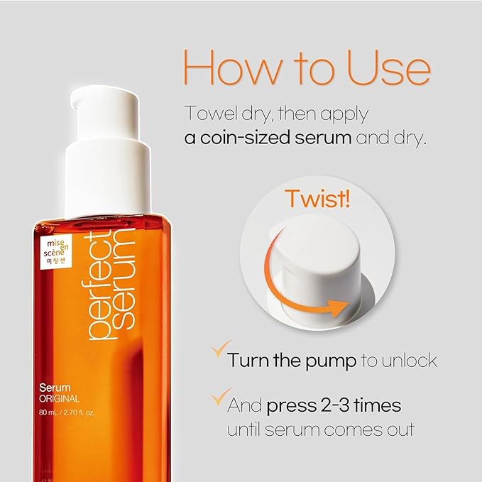Mise En Scene PerfectSerum Original - HairOil for Frizzy & Dry, Hydration and Nutrition Hairy Essence for Damage Care, Korean HairCare Product, Hair Serum 2.71 Fl. Oz.