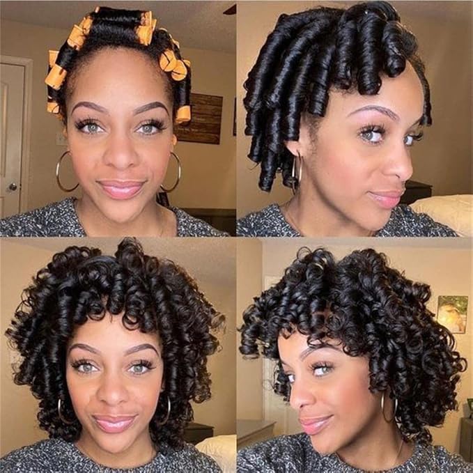 60pcs Perm Rods Set for Natural Hair Cold Wave Rods Hair Rollers for Women's Long Medium short Hair Curler Styling DIY Hairdressing Tools(Orange)