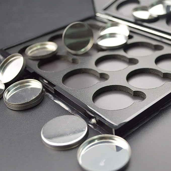 50 Pcs 26mm Empty Round Metal Tin Palette Pans Cosmetic Eyeshadow Blush Organizer for Magnets Cosmetic Palettes