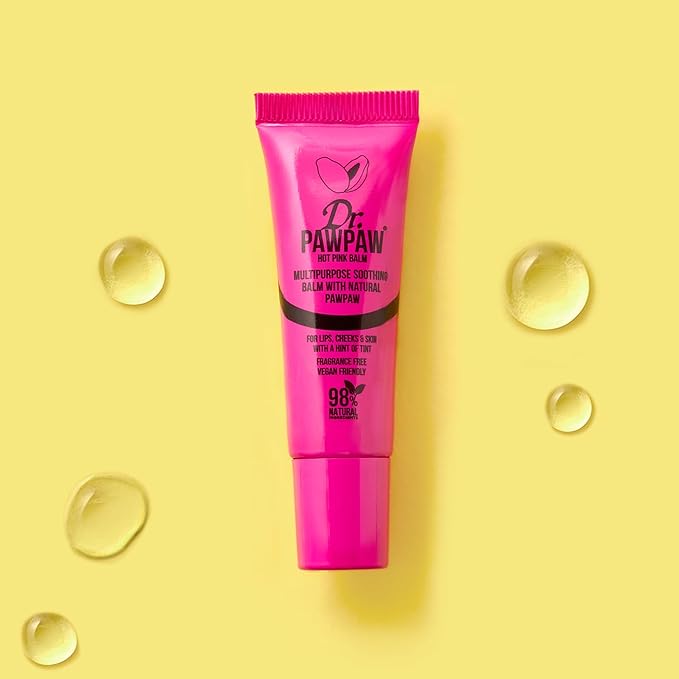 Hot Pink Balm, Multi-Purpose Natural No Fragrance, for Hydrating Lips, Skin, Hair, Cuticles, Nails & Beauty Finishing (10 ml)