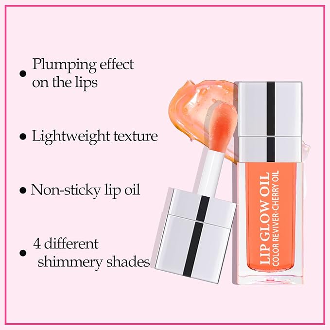 Boobeen Hydrating Lip Oil, Clear Lip Gloss Plumper, Lip Balm for Dry Cracked Lips,Long Lasting Lip Moisturizer Oil for Smoother Lip
