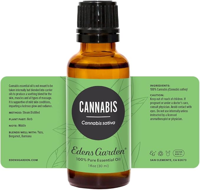 Edens Garden Cannabis Essential Oil- 100% Pure Premium Grade, Undiluted, Natural, Therapeutic, Aromatherapy, The Best for Diffuser, Skin, Candle, Humidifiers 30 ml (1 fl oz)
