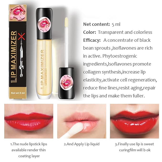 Vitamin E Lip Plumping Serum, Lip Hyaluronic Lip Plumper, Lip Plumping Serum Instant Lip Balm for Moisturize, Eliminate Dryness Wrinkles Enhances Plump Gloss (1PC)