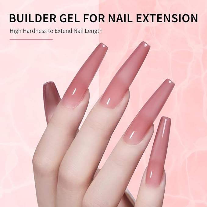 JODSONE 4 Bottles of 10 ML Capacity Builder Gel Nail Set Building Nail for Nail Apex and Extension Strengthener Hard Need to Cured By Nail Lamp