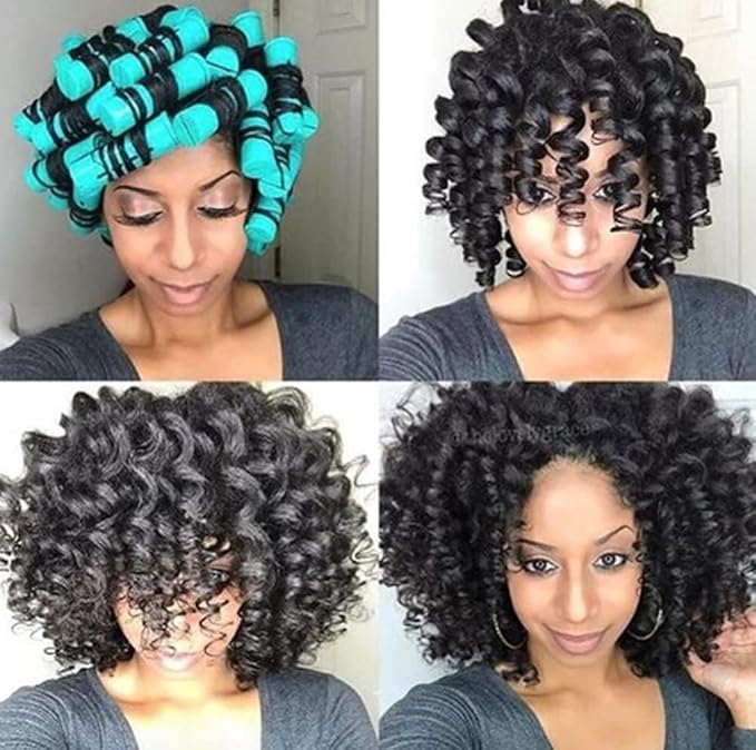 YOROSTAR 40pcs Green Plastic Perm Rods Set for Natural Hair, Large Hair Curling Rods for Women Hair DIY Hairdressing Tools